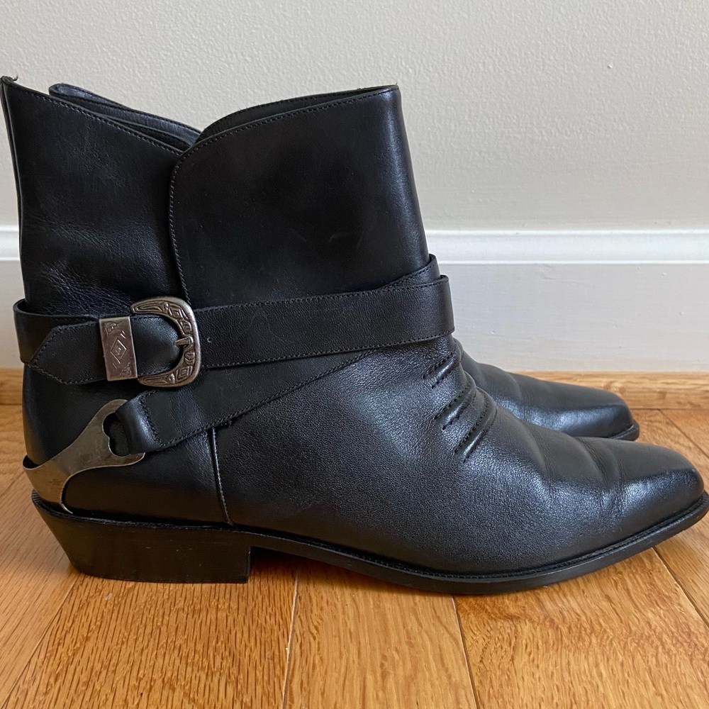 Dingo Black Leather Ankle Booties Women’s 8.5 Western Buckle Cowgirl Festival